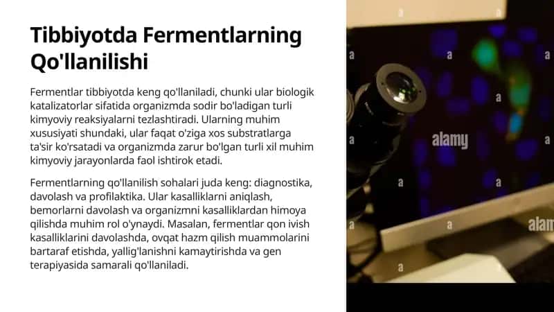 Tibbiyotda Fermentlarning Qo'llanilishi 1