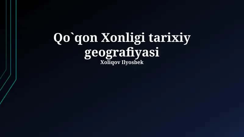 Qo`qon Xonligi tarixiy geografiyasi 1