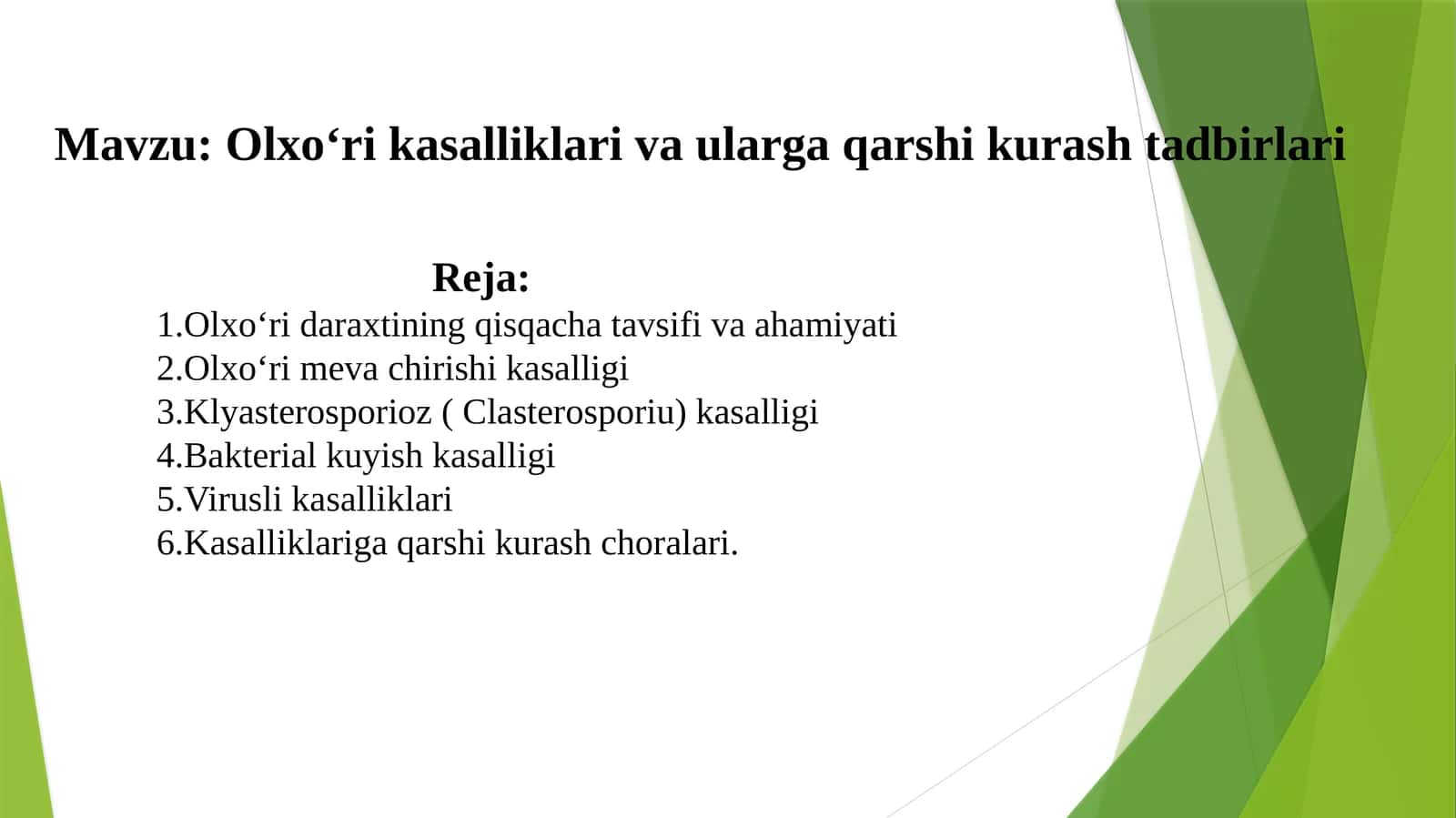Olxoʻri kasalliklari va ularga qarshi kurash chora tadbirlari 1