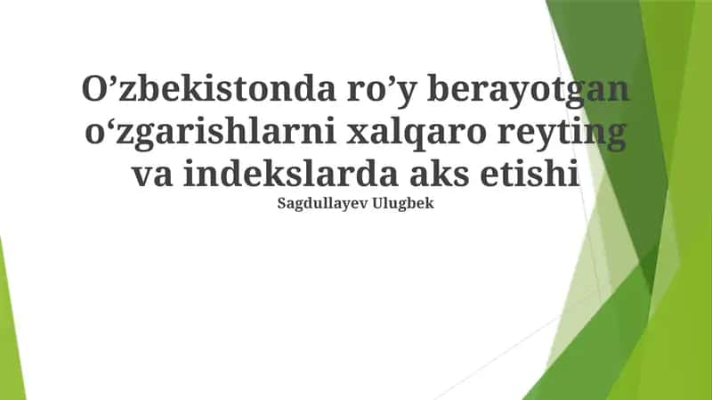 Doing Business reytingi va O'zbekiston biznes muhiti 1