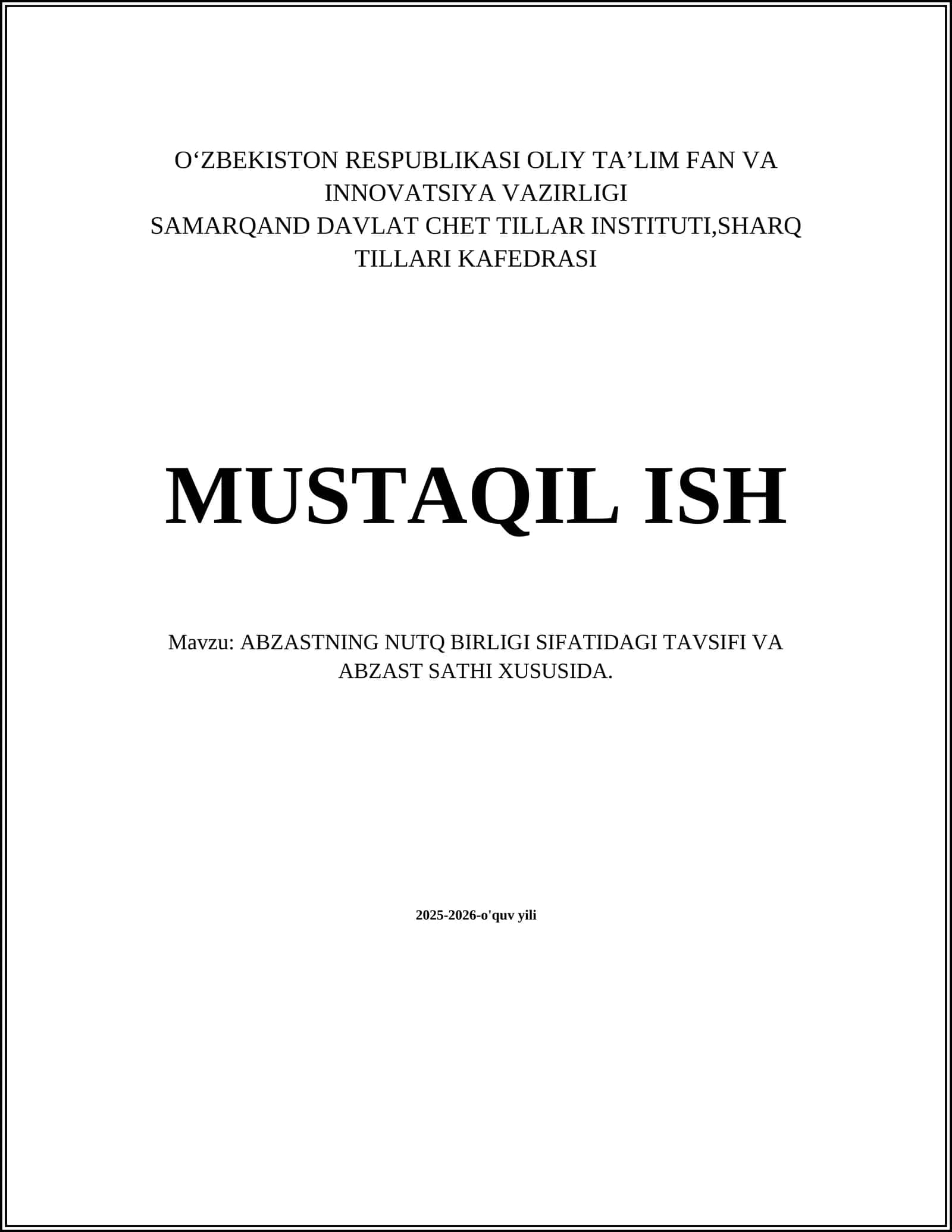 ABZASTNING NUTQ BIRLIGI SIFATIDAGI TAVSIFI VA ABZAST SATHI XUSUSIDA 1