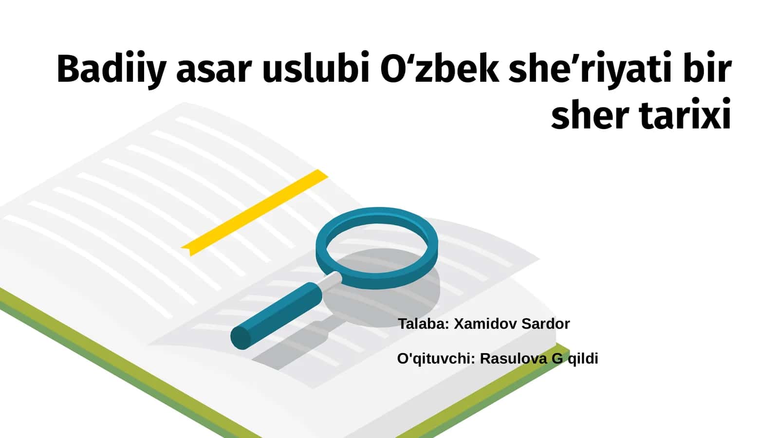 Badiiy asar uslubi Oʻzbek sheʼriyati bir sher tarixi 1
