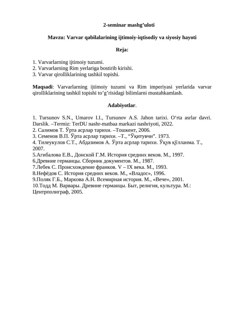 Varvar qabilalarining ijtimoiy-iqtisodiy va siyosiy hayoti 1
