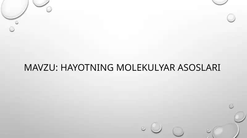 Hayotning molekulya rasoslari 1