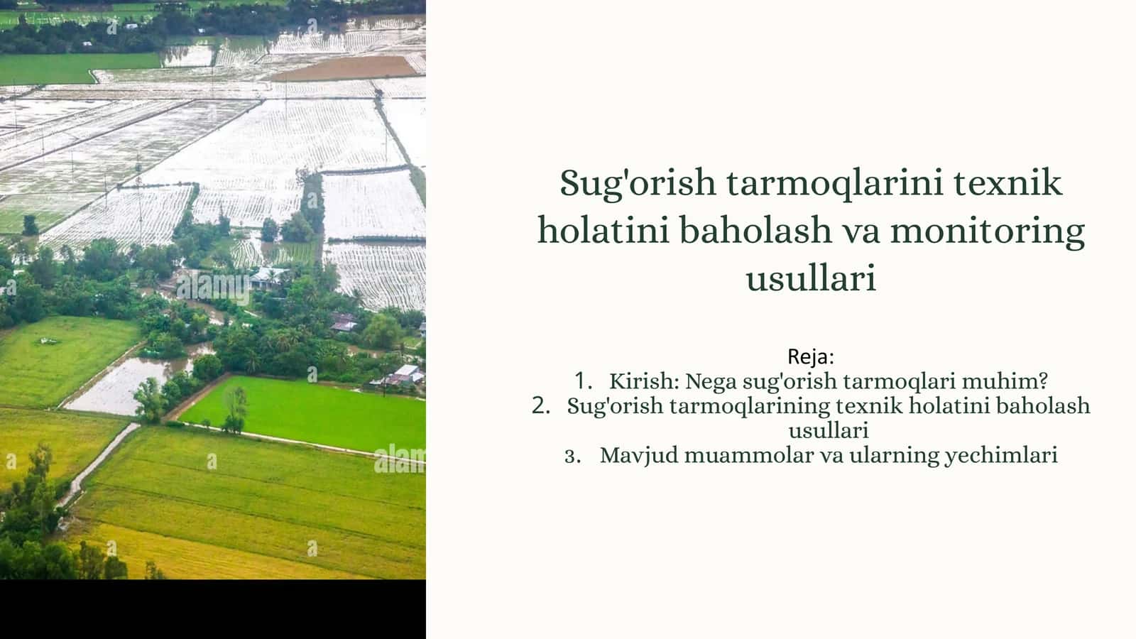 Sug'orish tarmoqlarini texnik holatini baholash va monitoring usullari 1