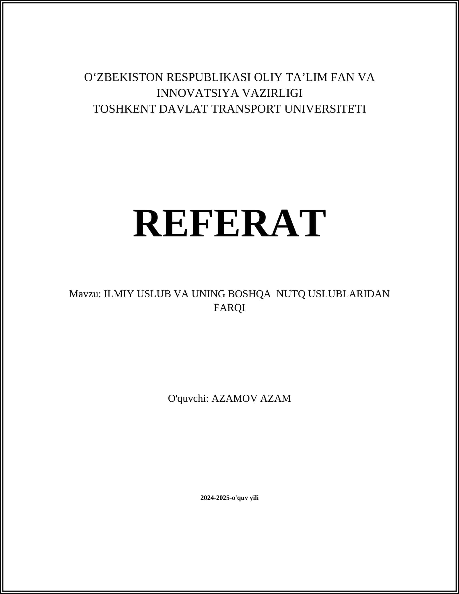 ILMIY USLUB VA UNING BOSHQA NUTQ USLUBLARIDAN FARQI 1