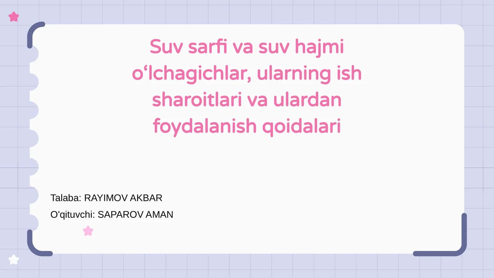 Suv sarfi va suv hajmi o‘lchagichlar 1