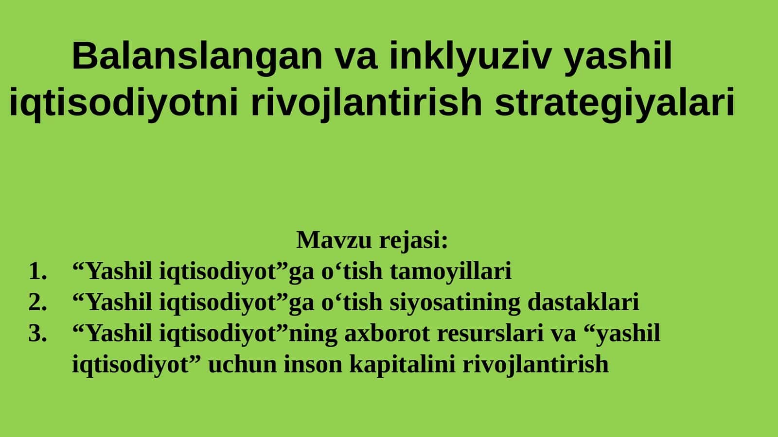 Yashil iqtisodiyotni rivojlantirish strategiyalari 1
