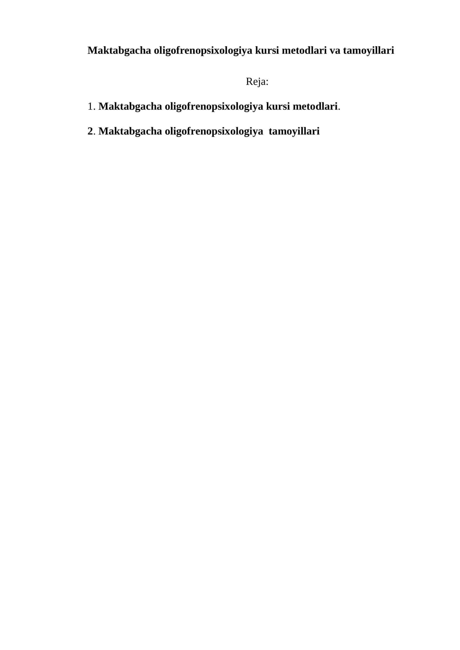 Maktabgacha oligofrenopsixologiya kursi metodlari va tamoyillari 1