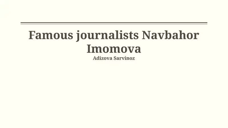 Navbahor Imomova's Legacy in Investigative Journalism 1