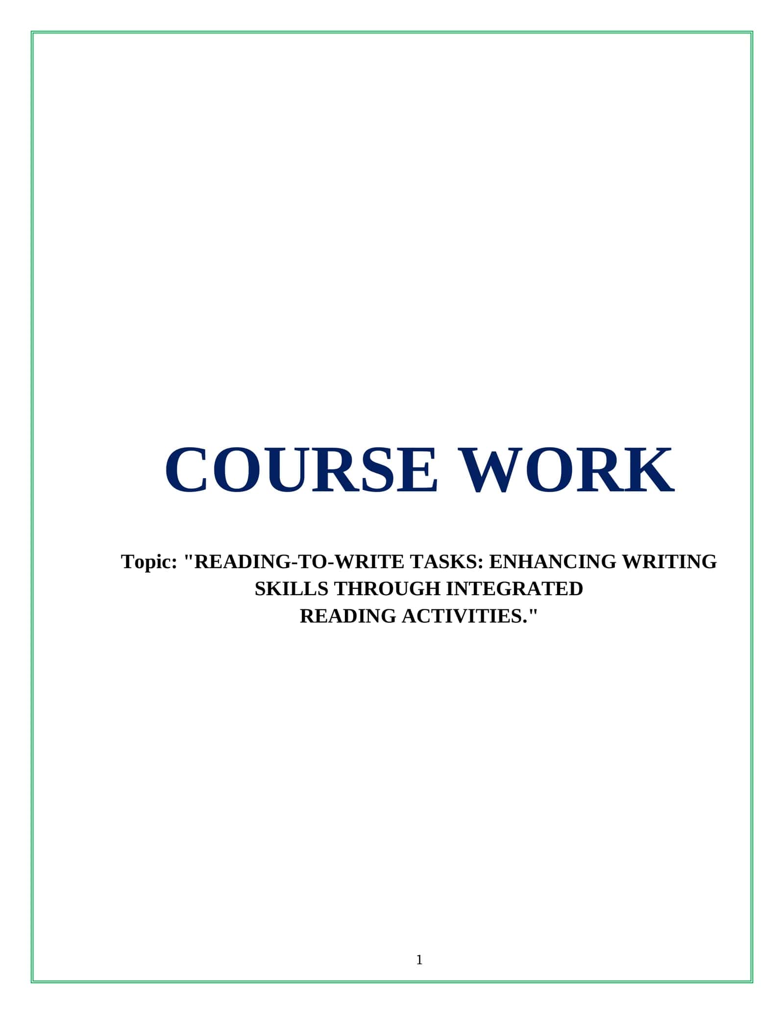 READING-TO-WRITE TASKS: ENHANCING WRITING SKILLS THROUGH INTEGRATED READING ACTIVITIES 1