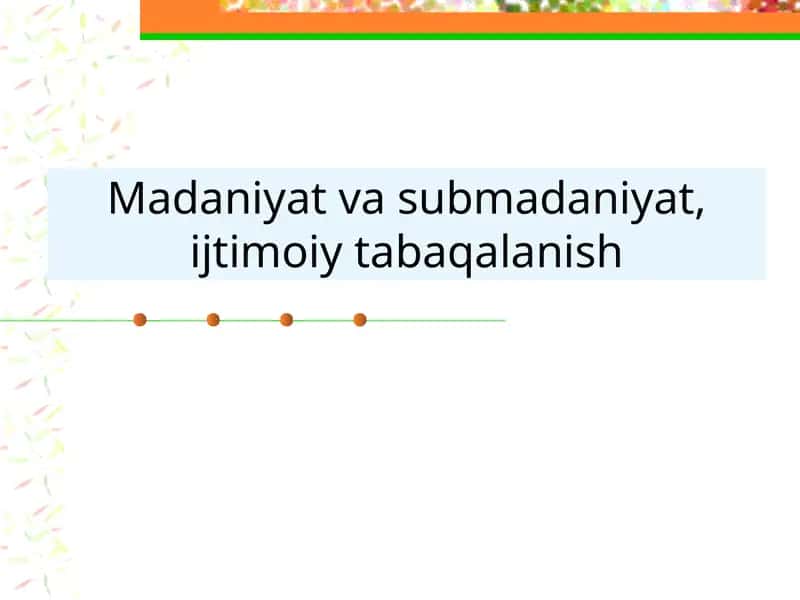 Madaniyat va submadaniyat, ijtimoiy tabaqalanish 1