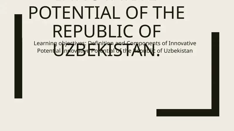 INNOVATIVE POTENTIAL OF THE REPUBLIC OF UZBEKISTAN 1