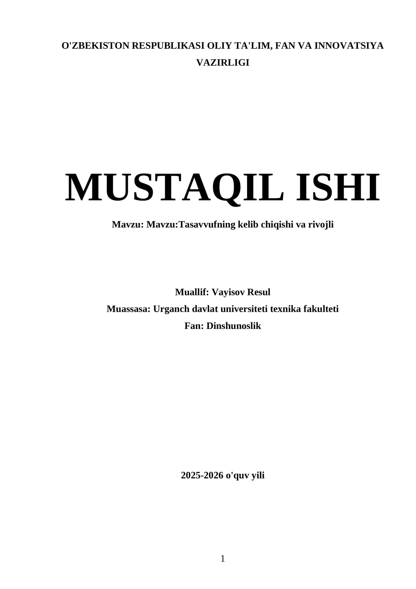 Tasavvufning kelib chiqishi va rivojli 1