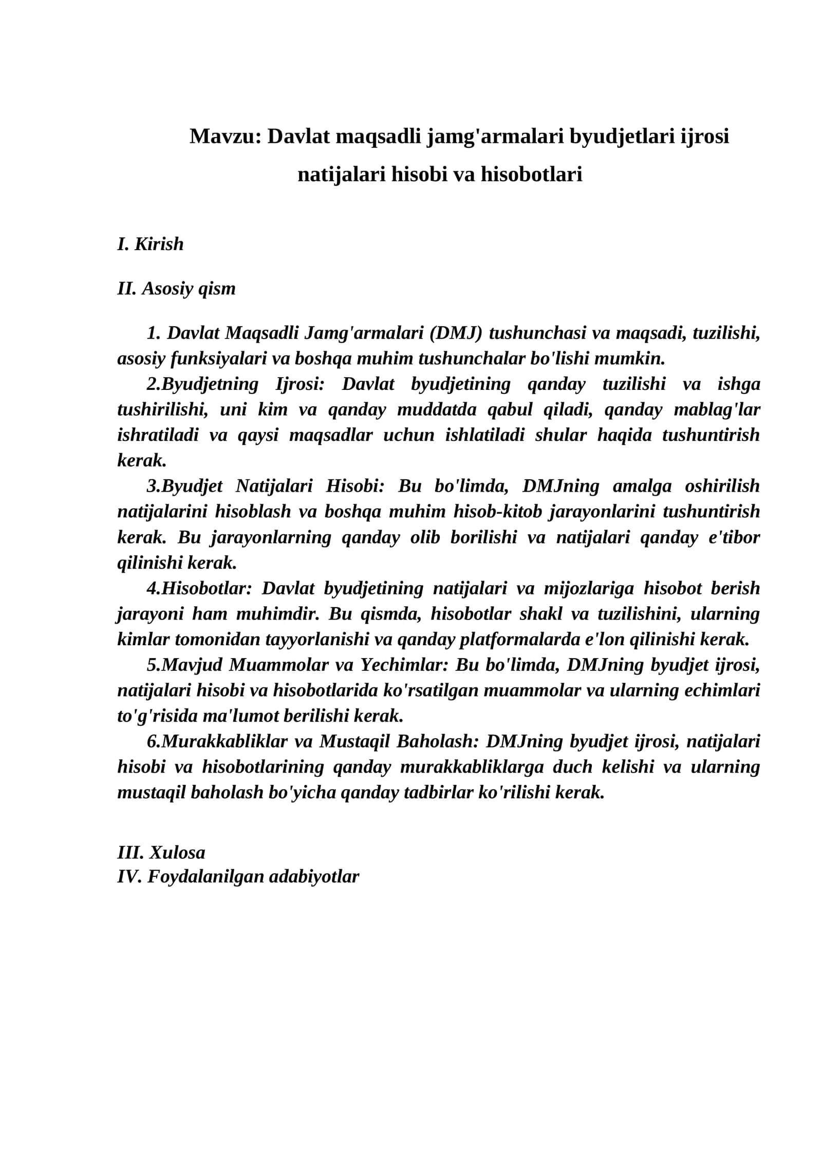 Davlat maqsadli jamg'armalari byudjetlari ijrosi natijalari hisobi va hisobotlari 1