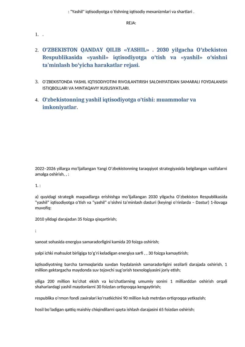 YASHIL IQTISODIOTGA O'TISH 1