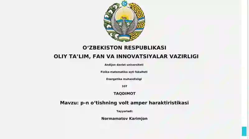 p-n oʻtishning volt amper haraktiristikasi