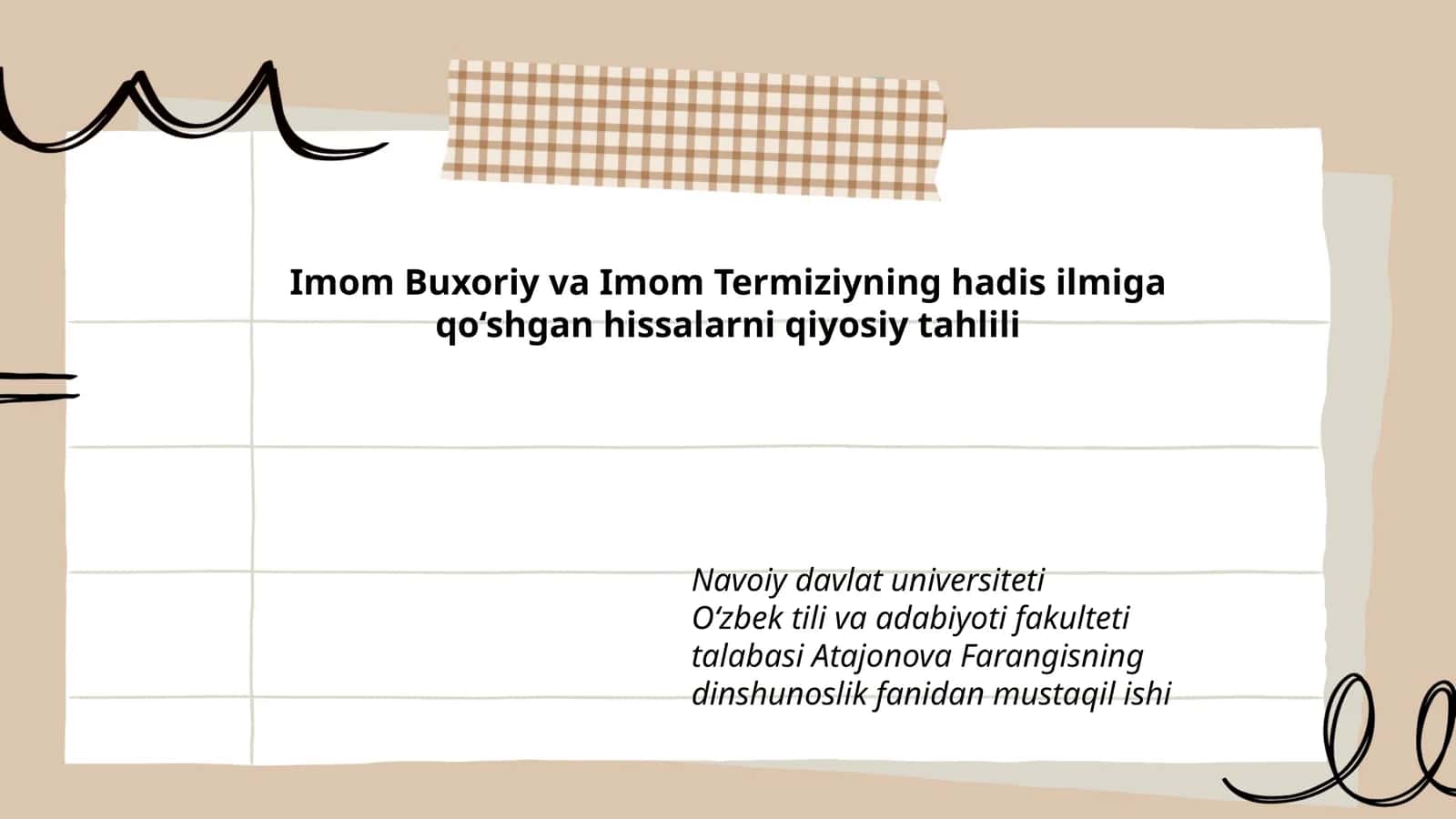 Imom Buxoriy va Imom Termiziyning hadis ilmiga qo‘shgan hissalarni qiyosiy tahlili 1