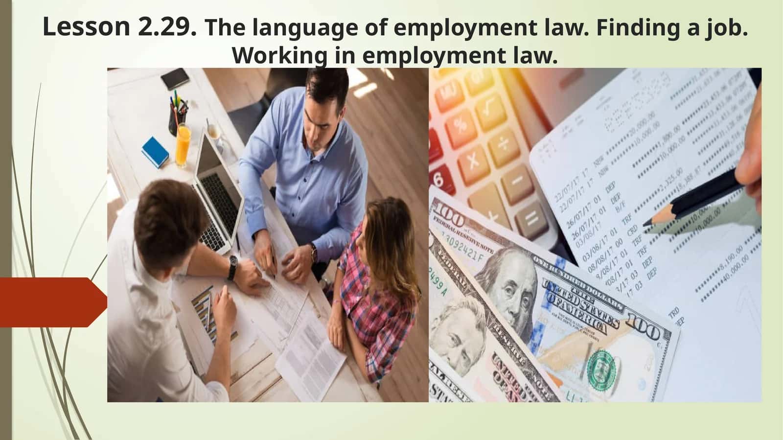Lesson 2.29.The language of employment law. Finding a job. Working in employment law 1