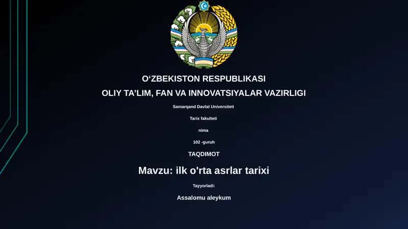 Ilk o'rta asrlar tarixi 1