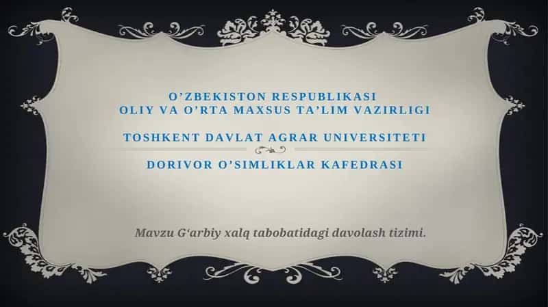 Garbiyxalq tabobatidagi davolash tizimi 1