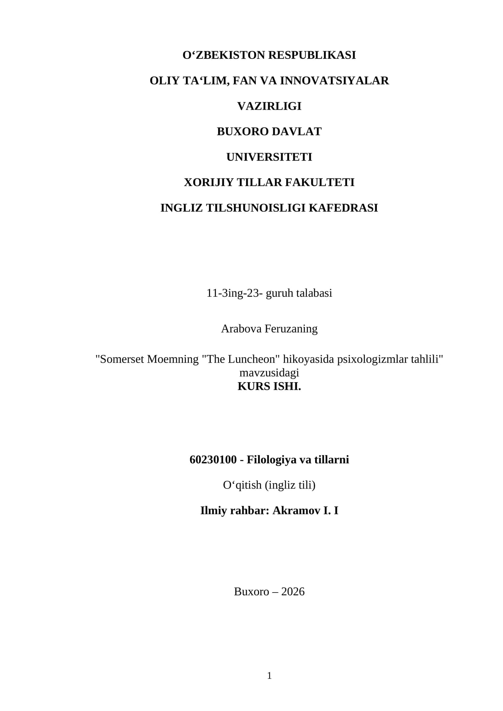 Somerset Moemning "The Luncheon" hikoyasida psixologizmlar tahlili 1