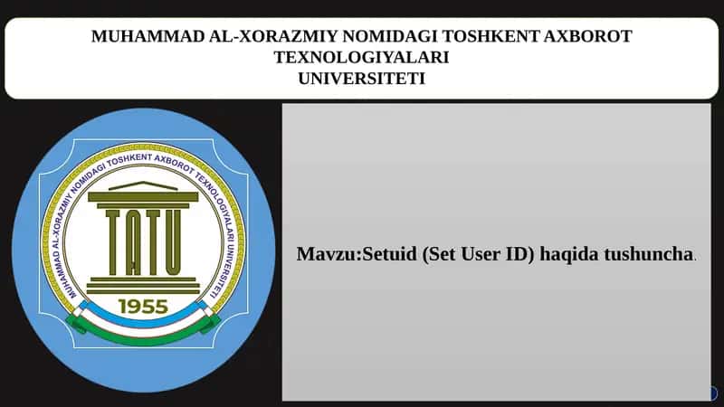 Mavzu:Setuid (Set User ID) haqida tushuncha 1