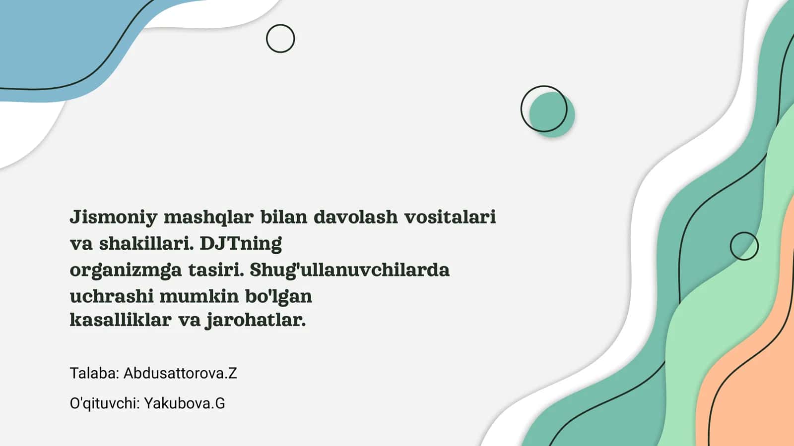 Jismoniy mashqlar bilan davolash vositalari va shakillari 1
