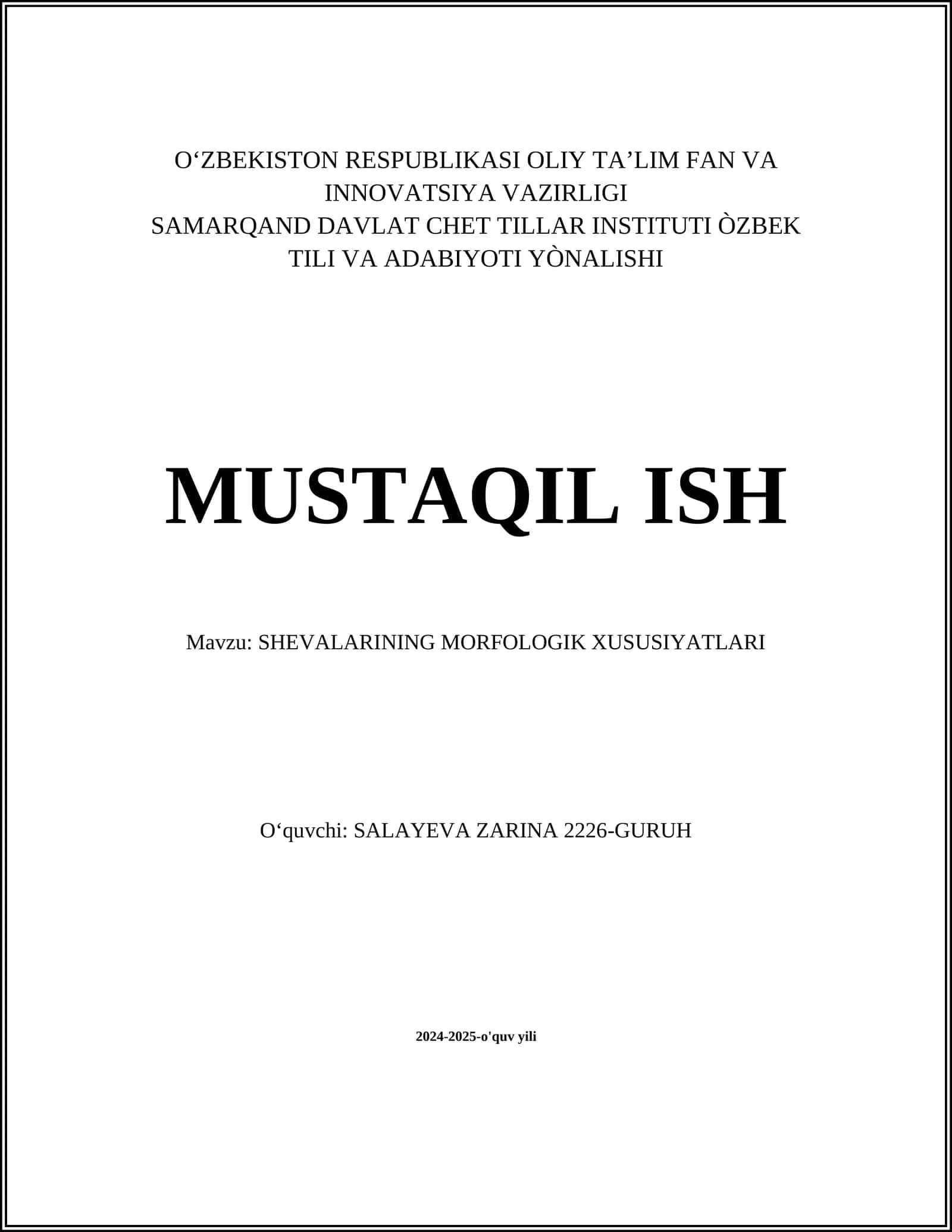 SHEVALARINING MORFOLOGIK XUSUSIYATLARI 1