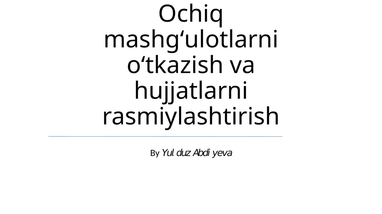 Ochiq Mashg'ulot Rejasi 1