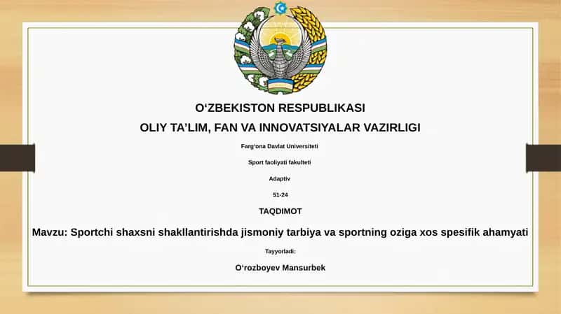 Sport faoliyati fakulteti Adaptiv 51-24 taqdimoti 1
