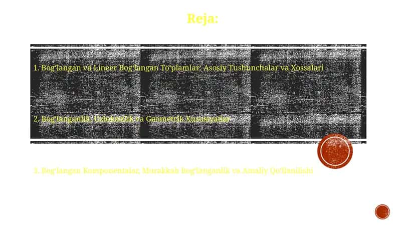 Bogʻlangan va Lineer Bogʻlangan Toʻplamlar: Asosiy Tushunchalar va Xossalari 1