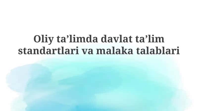 Davlat ta'lim standartlari 1