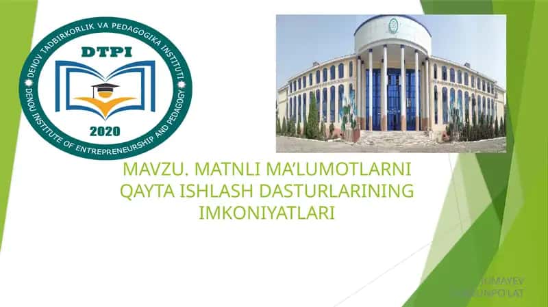 MATNLI MA’LUMOTLARNI QAYTA ISHLASH DASTURLARINING IMKONIYATLARI 1