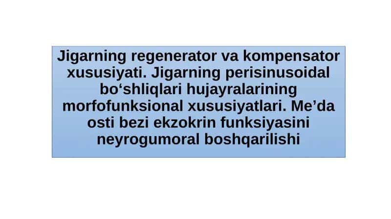 Jigar regenerator va kompensatori 1