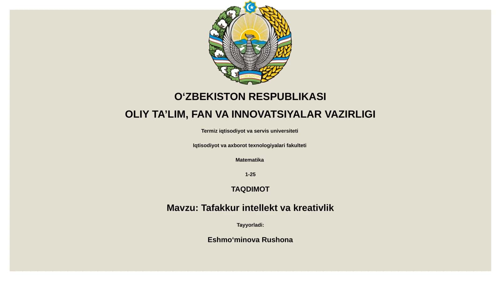 Tafakkur intellekt va kreativlik 1