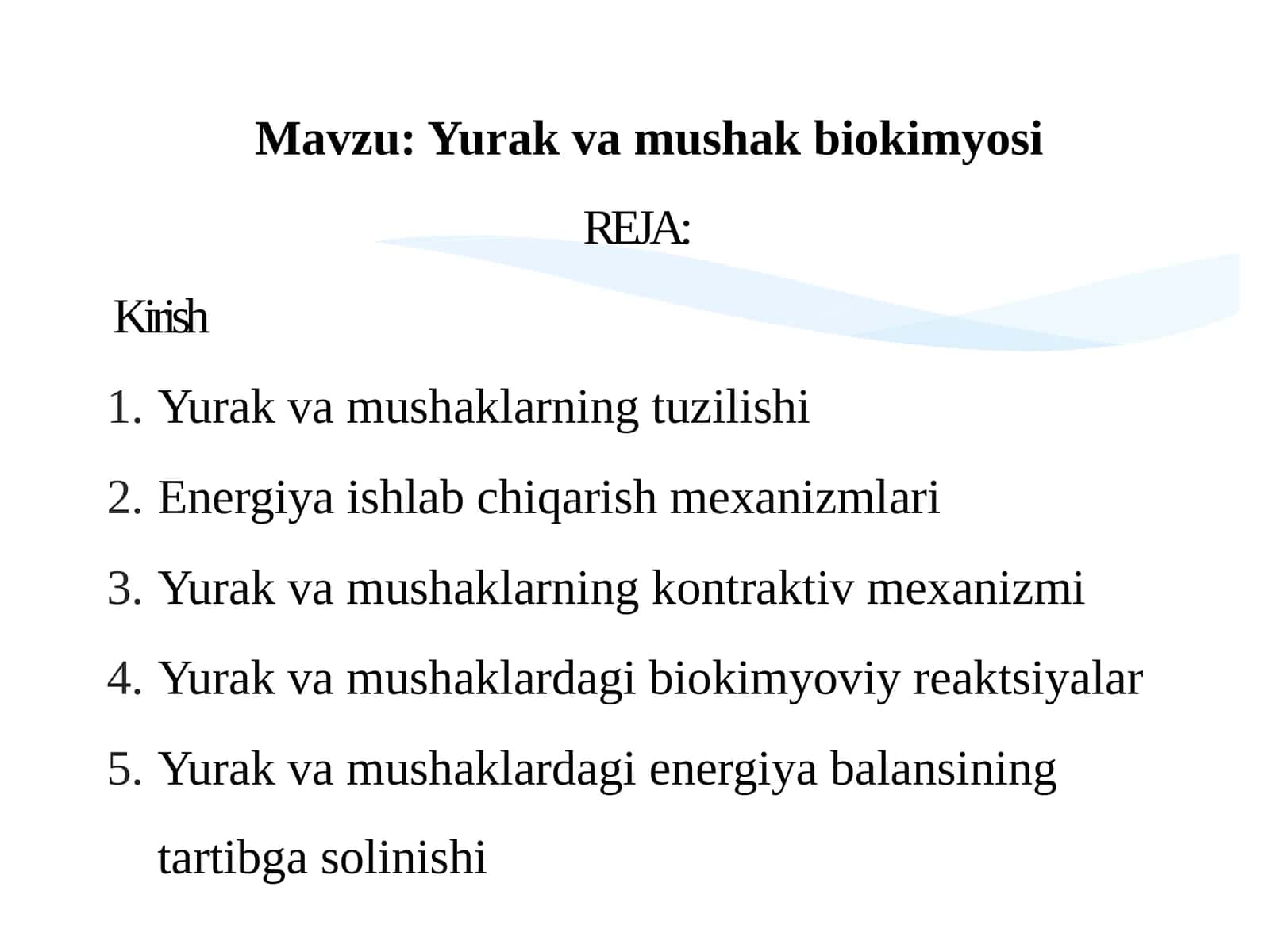 Yurak va mushak biokimyosi 1