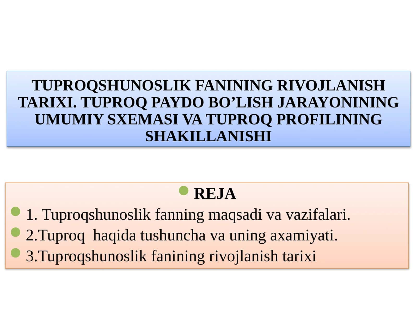 TUPROQSHUNOSLIK FANINING RIVOJLANISH TARIXI 1
