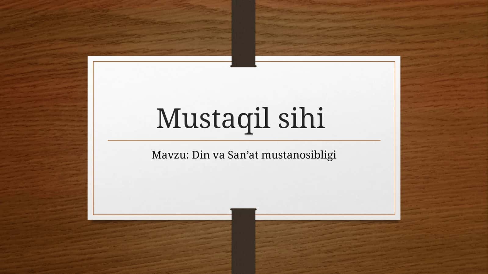 Din va San’at mustanosibligi 1