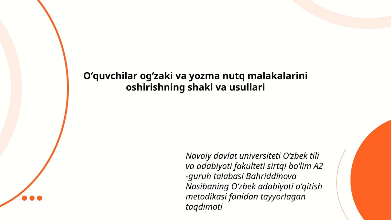 Oʻquvchilar ogʻzaki va yozma nutq malakalarini oshirishning shakl va usullari 1