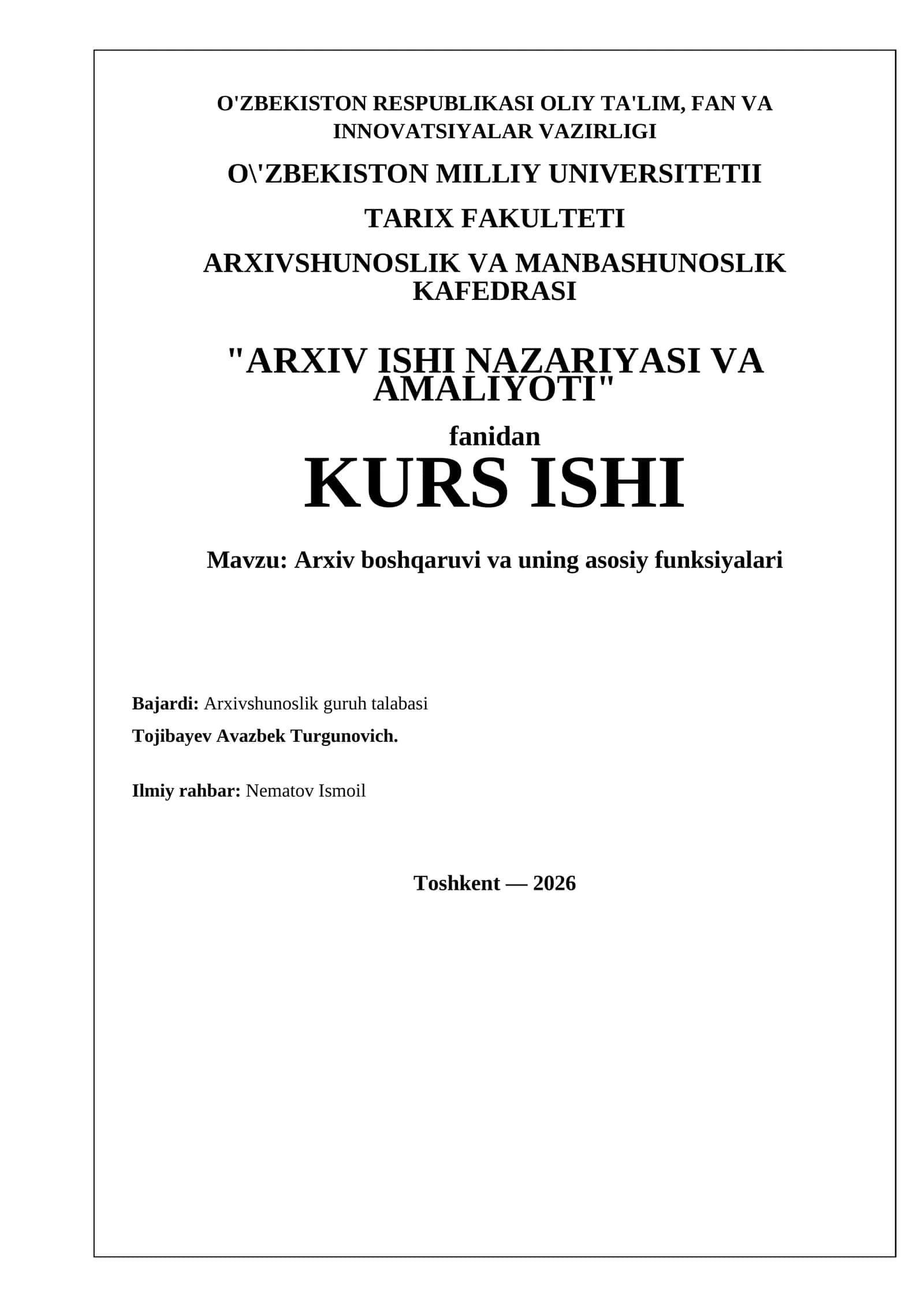 Arxiv boshqaruvi va uning asosiy funksiyalari 1