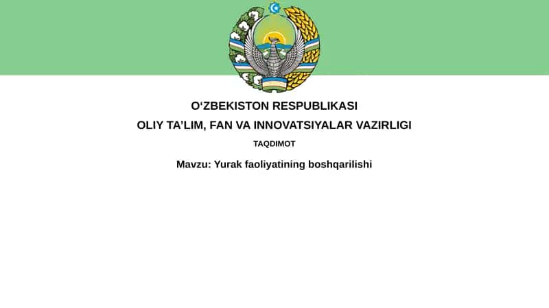 Yurak Faoliyatini Tartibga Solish 1