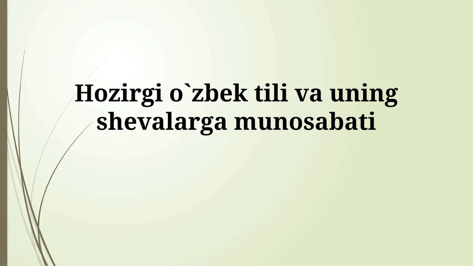 O`zbek adabiy tili va uningshevalargamunosabati 1