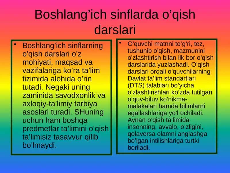 Boshlang’ich sinflar darslari 1