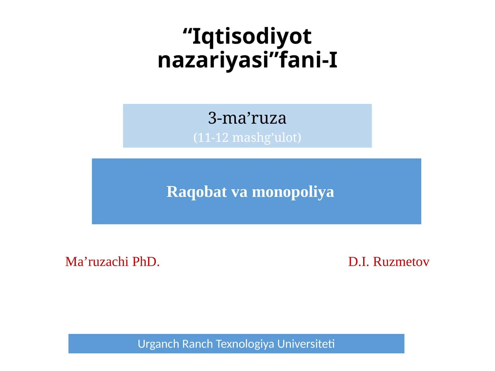 Iqtisodiyot nazariyasi - 3-ma'ruza (Raqobat va monopoliya) 1