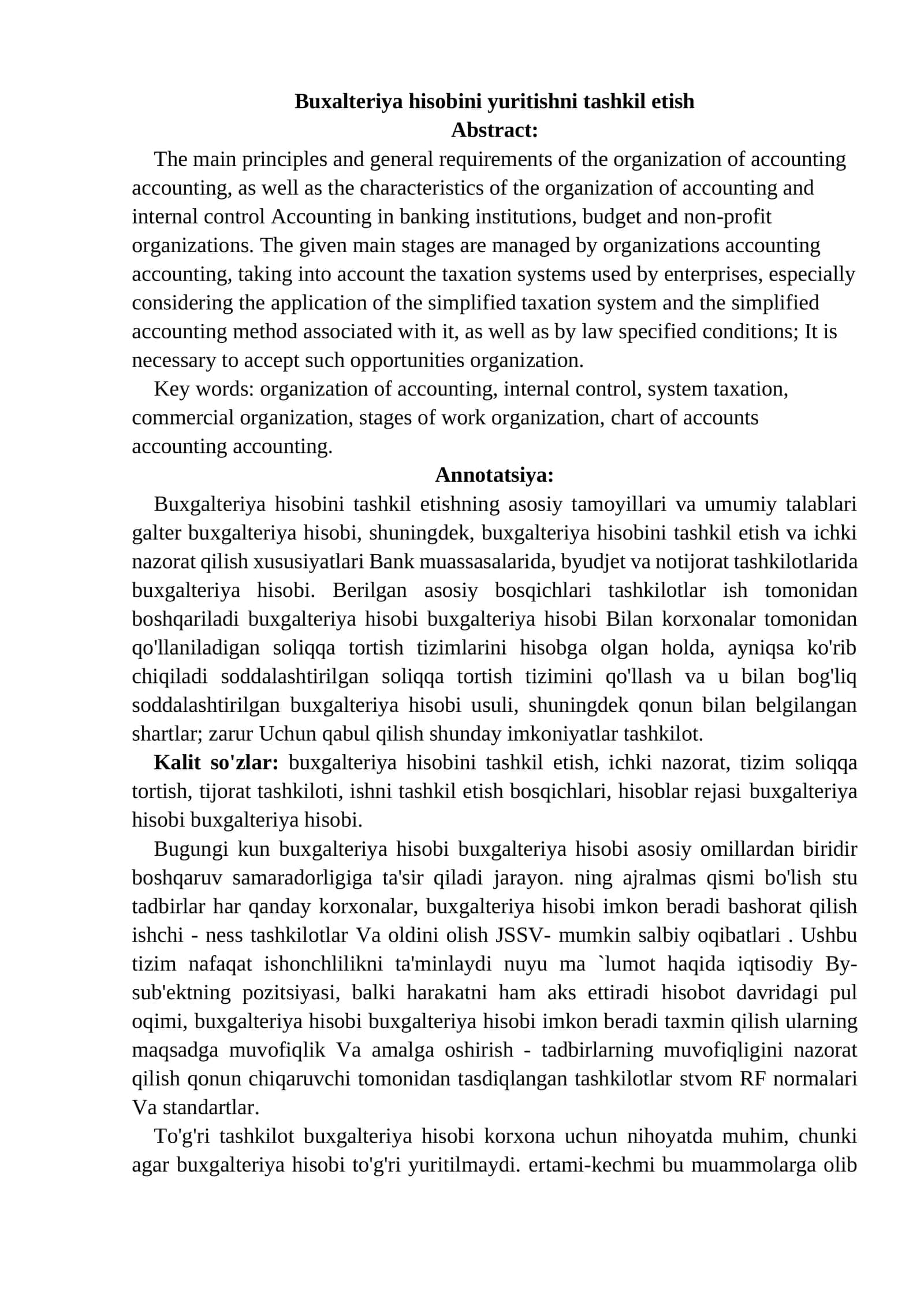 Buxalteriya hisobini yuritishni tashkil etish 1