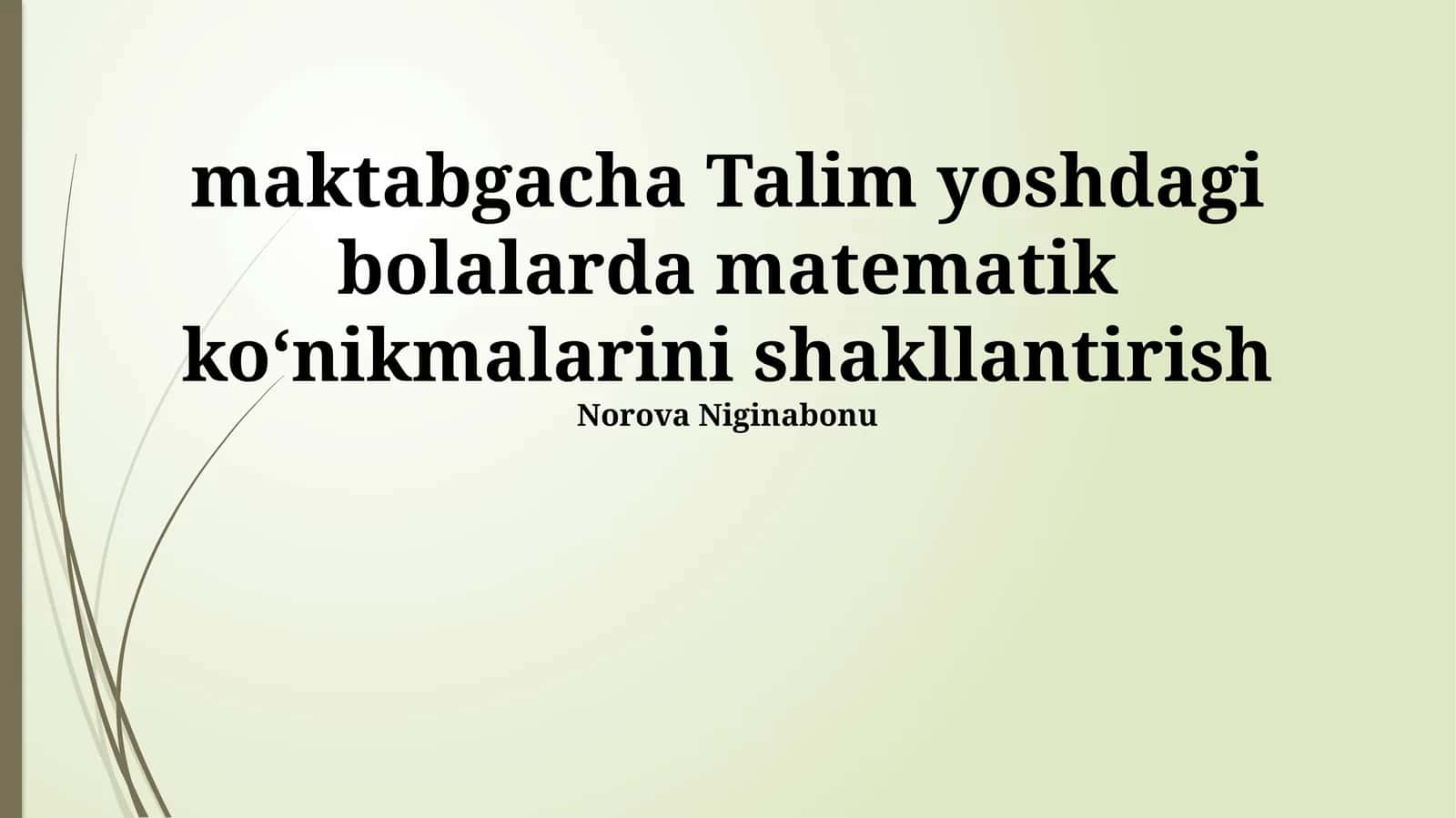 matematik koʻnikmalarini shakllantirish 1