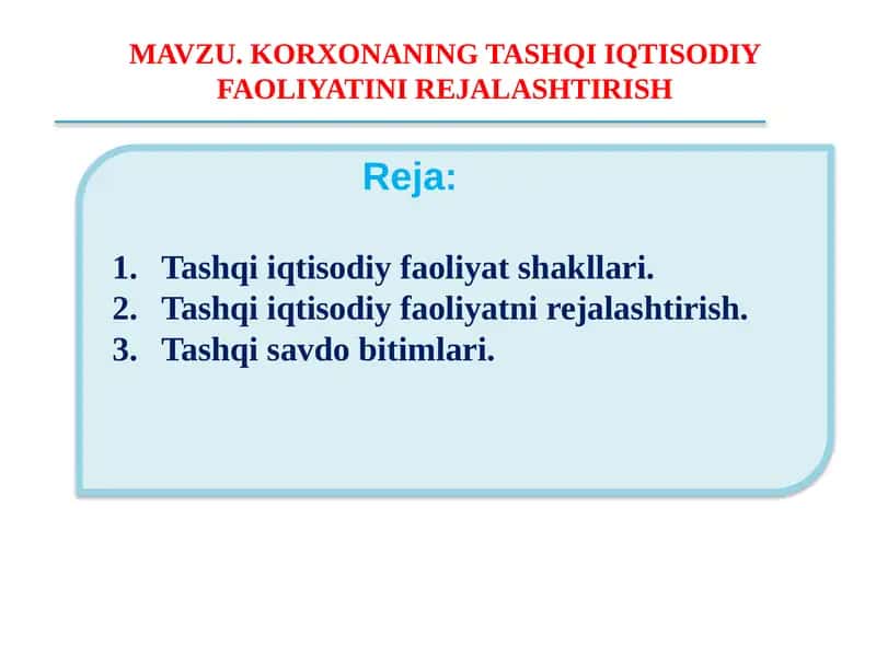 Tashqiiq tisodiy faoliyat shakllari 1