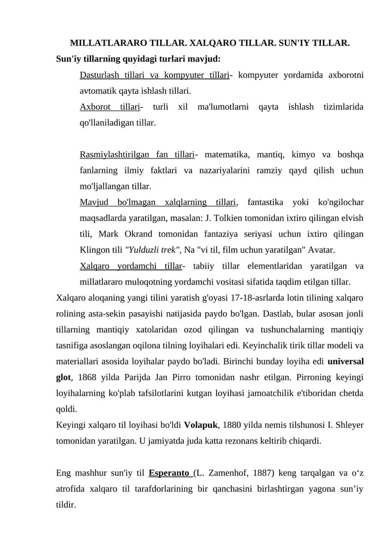 Xalqaro tillar 1