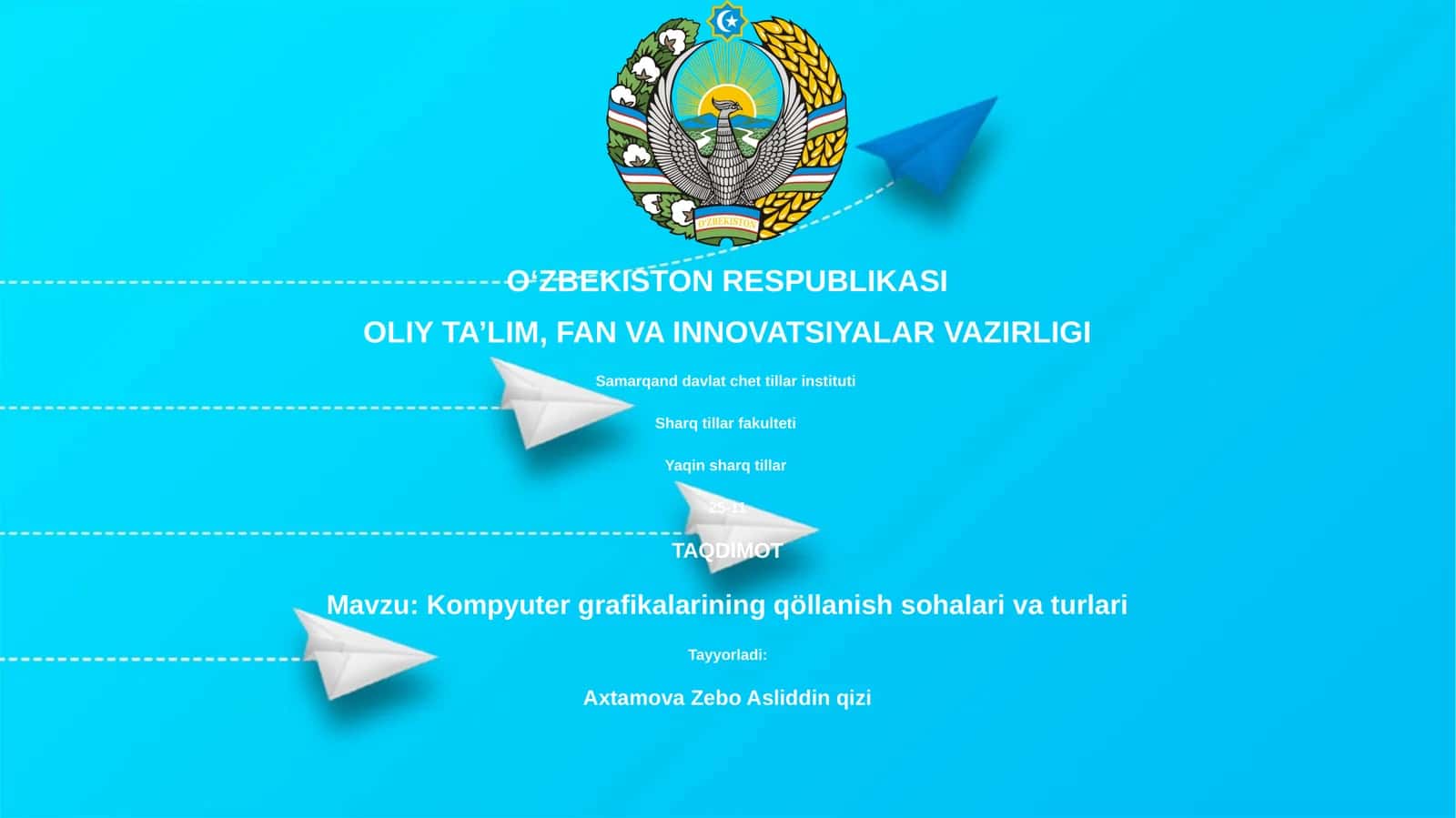 Kompyuter grafikalarining qöllanish sohalari va turlari 1